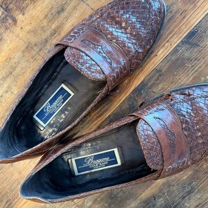 Brown Woven Leather Loafers